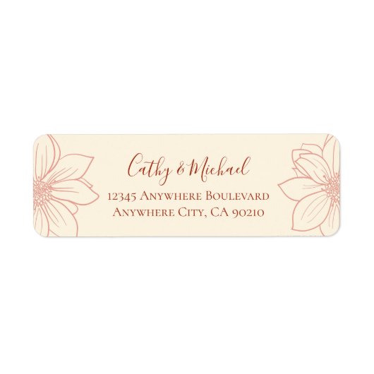 Boho roze florale bruiloft label (Voorkant)