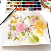 Boho roze geel bloemenbruiloft waterverf