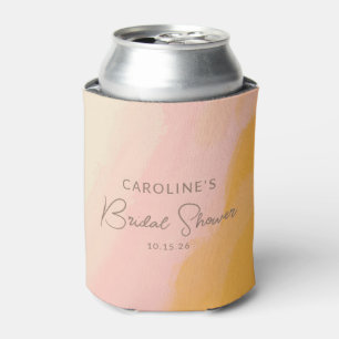 Boho Roze Geel Script Huwelijksfeest Blikjeskoeler