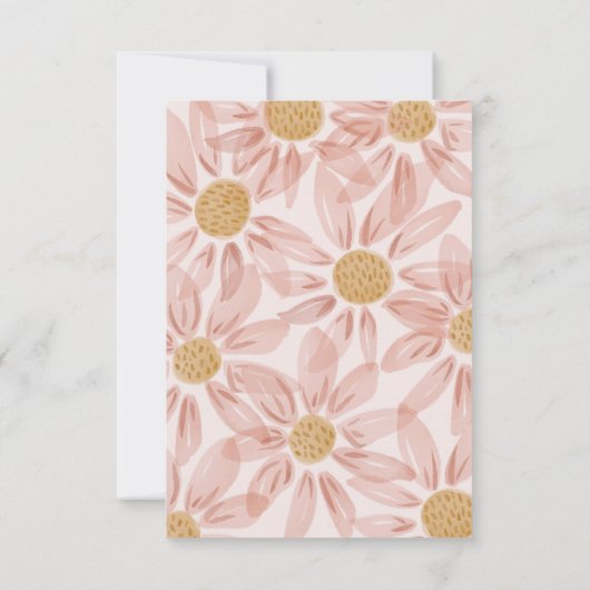 Boho Roze Gele Daisy 1e Verjaardag Dank u kaart (Achterkant)