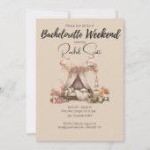 Boho roze glamping vrijgezellenfeest weekend kaart (Voorkant)