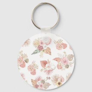 Boho Roze Groen Bruin Bloemensleutelhanger Sleutelhanger
