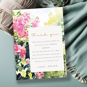 Boho Roze Groen Tropische Bougainvillea Huwelijk Bedankkaart