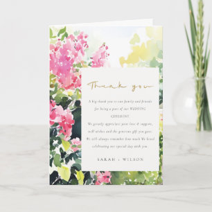 Boho Roze Groen Tropische Bougainvillea Huwelijk Bedankkaart