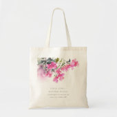 Boho Roze Groen Tropische Bougainvillea Huwelijk Tote Bag (Voorkant)