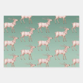 Boho Roze Groene Kerst Herten Bomen Inpakpapier Vel (Voorkant)