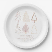 Boho roze kerstbomen Baby shower Papieren Bordje (Voorkant)