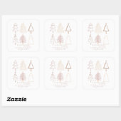 Boho roze kerstbomen Baby shower Vierkante Sticker (Vel)