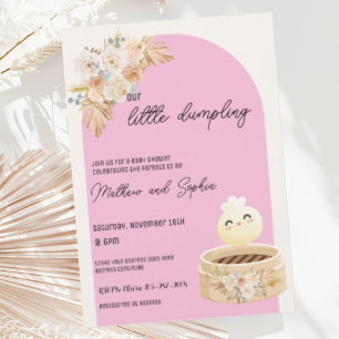 Boho Roze Kleine Dumpling Baby shower Invitation Kaart