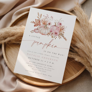 Boho Roze Kleine Pompoen Herfst Baby Shower Kaart