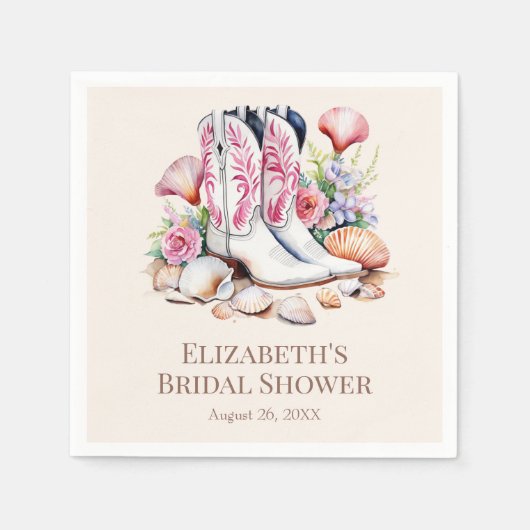 Boho Roze Kust Cowgirl Laarzen Bruidsfeest Servet (Voorkant)