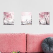 Boho Roze Landschap Wall Art Set van 3 (Woonkamer)