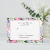 Boho roze lavendel blauwe weide verlaagt Bruiloft RSVP Kaartje (Staand voorkant)