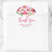 Boho roze lente bloemenbruiloft dank u ronde sticker (Tas)