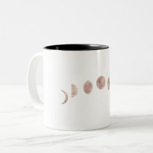 Boho Roze Maanfasen Modern Minimalistisch Tweekleurige Koffiemok