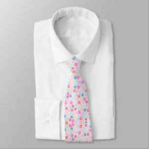 Boho Roze Madeliefjes Bloemen Patroon Stropdas
