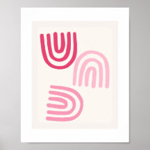 Boho Roze Minimalistische muurkunst poster