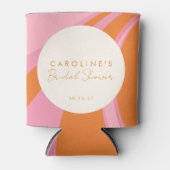 Boho Roze Oranje Abstracte Aangepaste Bruidsdouche Blikjeskoeler (Voorkant)