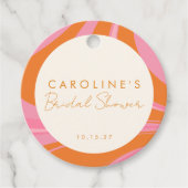 Boho Roze Oranje Abstracte Bruiloftsshower op maat Bedankjes Labels (Voorkant)