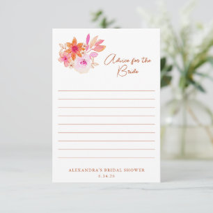 Boho Roze Oranje Bloemen Bruiloft voor de Bruid Advieskaart