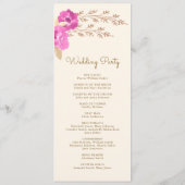 Boho roze orchidee bloemenivoor bruiloft programma (Achterkant)