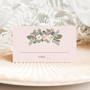Boho Roze Pink Moody Bloemige Monogram Bruiloft