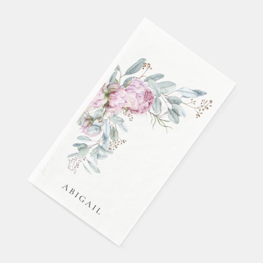 Boho Roze Pioenrozen Persoonlijke Bruidsdouche Servet (Hoek)