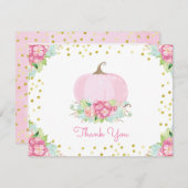 Boho roze pompoen Baby shower dank u kaart (Voorkant / Achterkant)