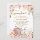 Boho roze pompoen Herfst meisje Baby shower Kaart (Voorkant)