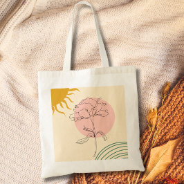 Boho roze Roos en zon Tote Bag
