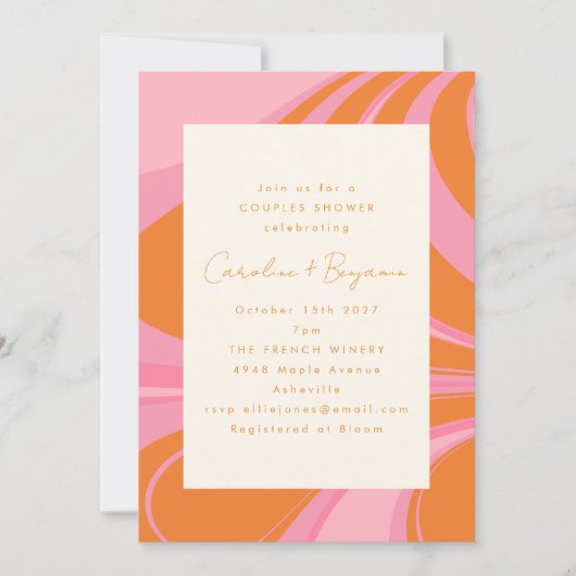 Boho Roze Sinaasappel Abstract Marmeren Koppels Do Kaart (Voorkant)