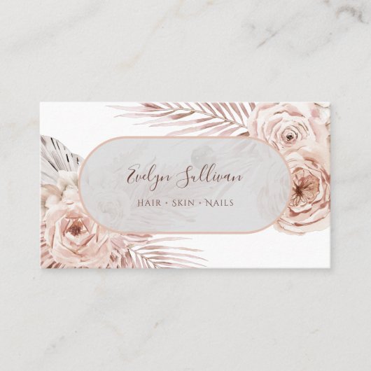 Boho roze visitekaartje (Voorkant)