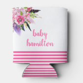 Boho Roze Waterverf Bloemen Custom Baby shower Blikjeskoeler (Achterkant)