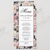 Boho roze waterverf bloemenhortensia's Bruiloft Menu (Voorkant / Achterkant)