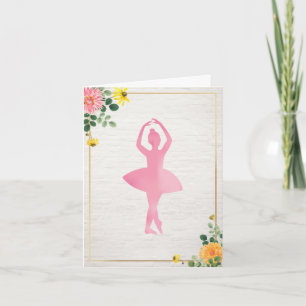 Boho Roze Waterverf Brick Bloemen Ballet Verjaarda