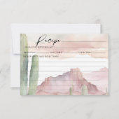 Boho Roze Waterverf Desert Cactus Recept Kaart (Voorkant)