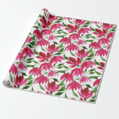 Boho Roze Waterverf Flolar Cadeaupapier (Uitgerold)
