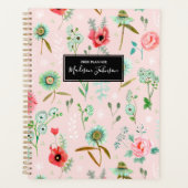 Boho Roze Wilde Bloemen Patroon | Planner (Voorkant)