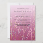 Boho Roze Wilde Grassen & Bloemen Bruiloft Kaart (Voorkant)