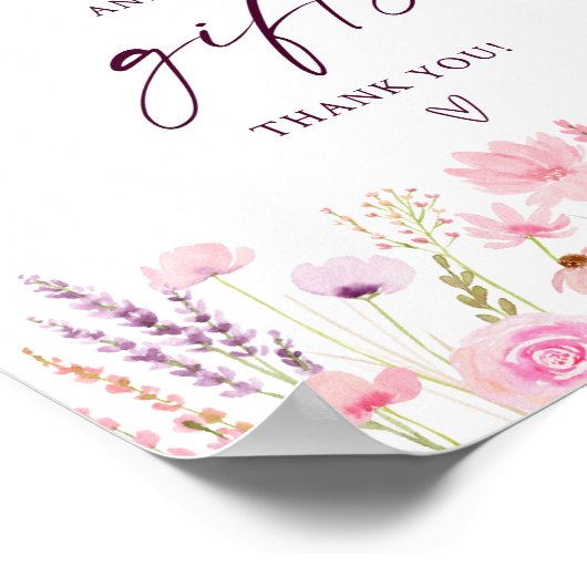 Boho Roze Wildflower Kaarten en geschenken Verjaar Poster (Hoek)