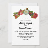 Boho roze wit rode rozen bloemenelegante bruiloft kaart (Voorkant)