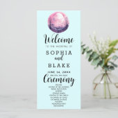 Boho Roze & Witte Volle Maan Blauwe Trouwprogramma (Staand voorkant)