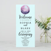 Boho Roze & Witte Volle Maan Blauwe Trouwprogramma (Staand voorkant)