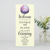 Boho Roze & Witte Volle Maan Gele Trouwprogramma (Staand voorkant)