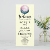 Boho Roze & Witte Volle Maan Gele Trouwprogramma (Staand voorkant)