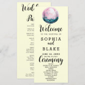 Boho Roze & Witte Volle Maan Gele Trouwprogramma (Voorkant / Achterkant)
