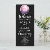 Boho Roze & Witte Volle Maan Zwarte Trouwprogramma (Staand voorkant)