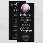 Boho Roze & Witte Volle Maan Zwarte Trouwprogramma (Voorkant / Achterkant)