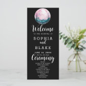 Boho Roze & Witte Volle Maan Zwarte Trouwprogramma (Staand voorkant)