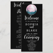 Boho Roze & Witte Volle Maan Zwarte Trouwprogramma (Voorkant / Achterkant)